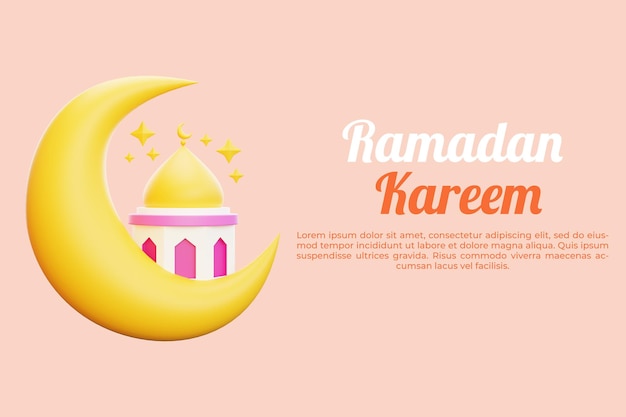 plantilla de estandarte islámico 3d saludando el ramadán Kareem