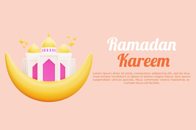 plantilla de estandarte islámico 3d saludando el ramadán Kareem