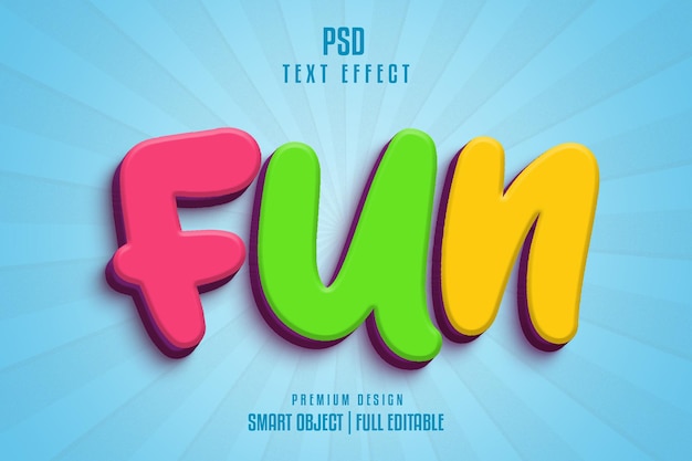 Plantilla de estilo de efecto de texto 3d editable y divertida