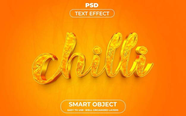 Plantilla de estilo de efecto de texto editable 3D de chile