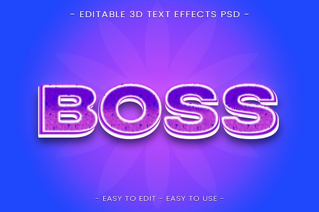 Plantilla de estilo de efecto de texto editable 3d de jefe PSD