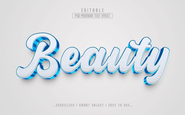 Plantilla de estilo de efecto de texto editable premium 3d de belleza