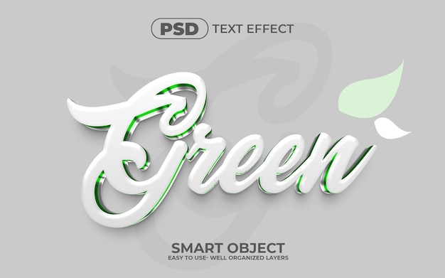 Plantilla de estilo de efecto de texto editable realista 3d verde