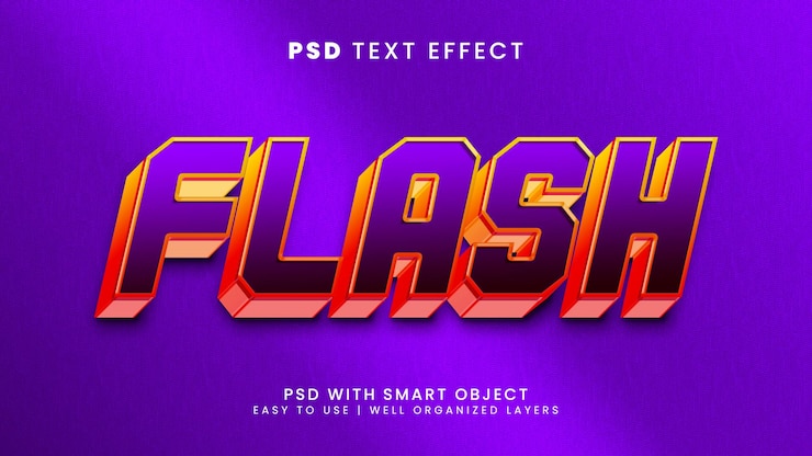 PSD plantilla de estilo de efecto de texto editable super 3d rápido flash