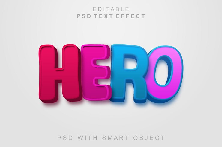 PSD plantilla de estilo de efecto de texto hero 3d