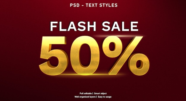 Plantilla de estilo de efecto de texto de venta flash