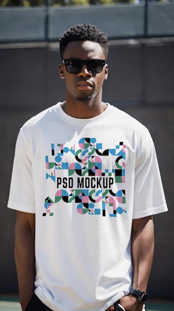 plantilla de exhibición de camisetas estética de marca unisex maqueta de merchandising de camiseta PSD