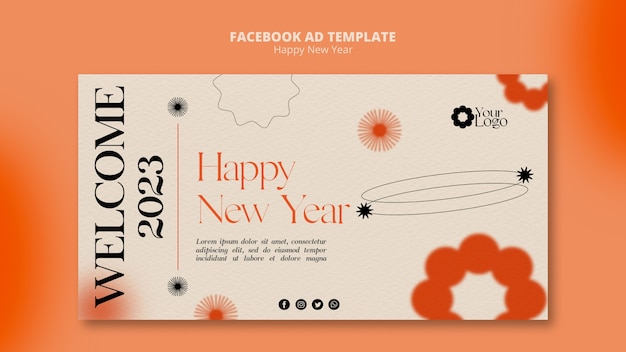 PSD plantilla de facebook de año nuevo 2023