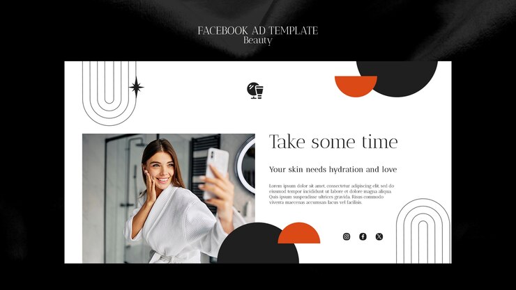 PSD plantilla de facebook de belleza de diseño plano