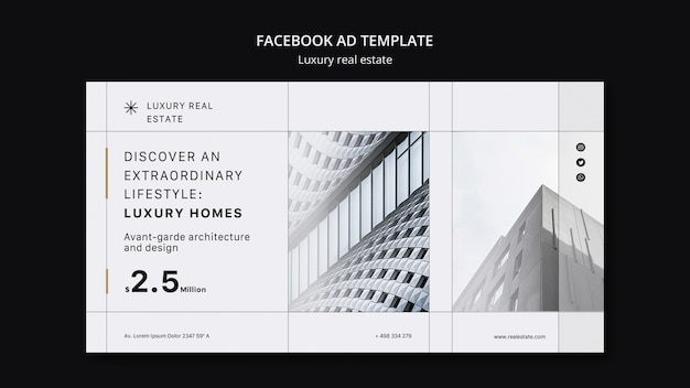 Plantilla de facebook de bienes raíces de lujo