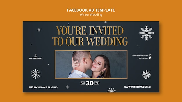 PSD plantilla de facebook de boda dorada de invierno