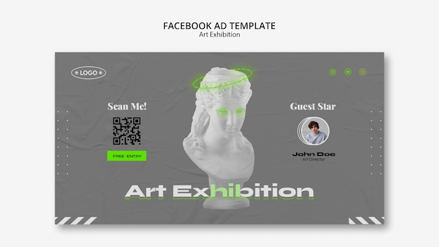 PSD plantilla de facebook de busto de exhibición de arte