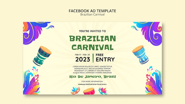 Plantilla de facebook de carnaval brasileño