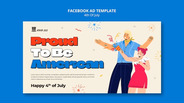 plantilla de facebook de celebración del 4 de julio