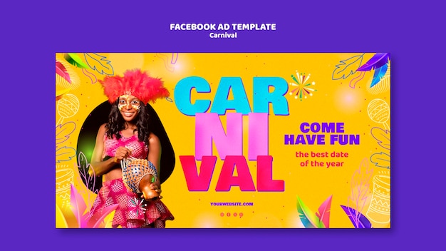 PSD plantilla de facebook para la celebración del carnaval