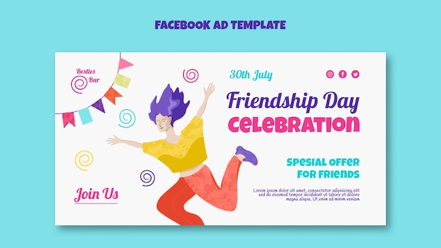 Plantilla de facebook de celebración del día de la amistad