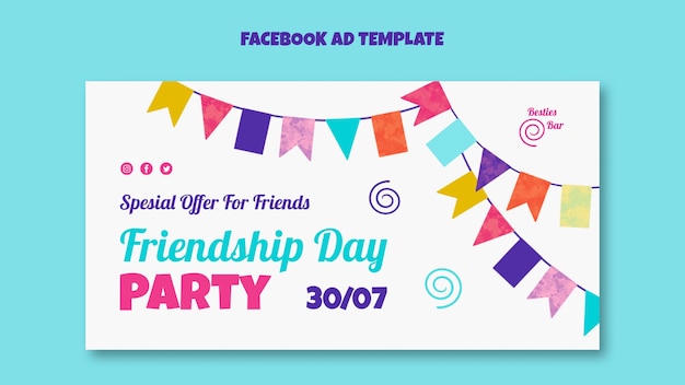 PSD plantilla de facebook de celebración del día de la amistad