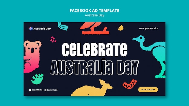 PSD plantilla de facebook para la celebración del día de australia