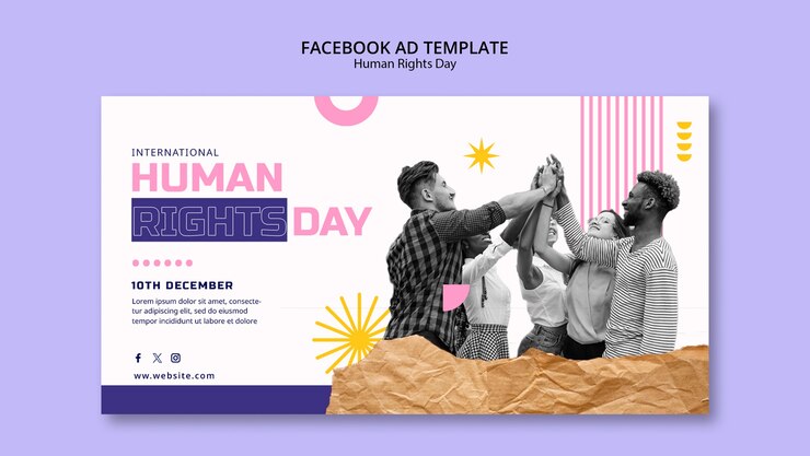 PSD plantilla de facebook de celebración del día de los derechos humanos
