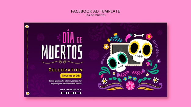 PSD plantilla de facebook para la celebración del día de los muertos