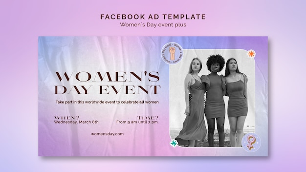 PSD plantilla de facebook de celebración del día de la mujer