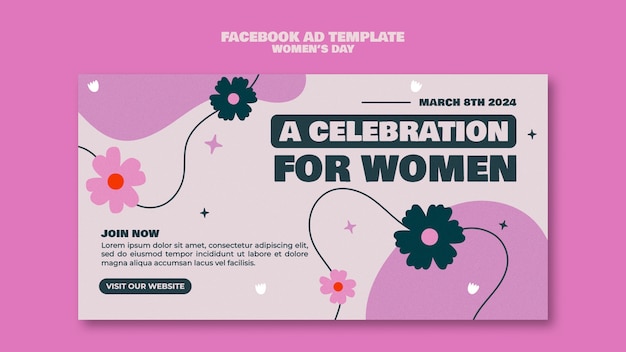 Plantilla de facebook de celebración del día de la mujer.