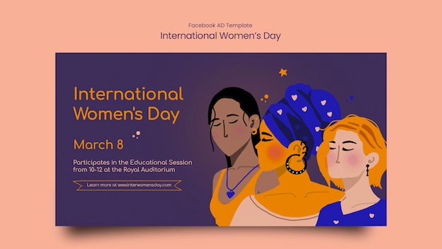 PSD plantilla de facebook de celebración del día de la mujer.