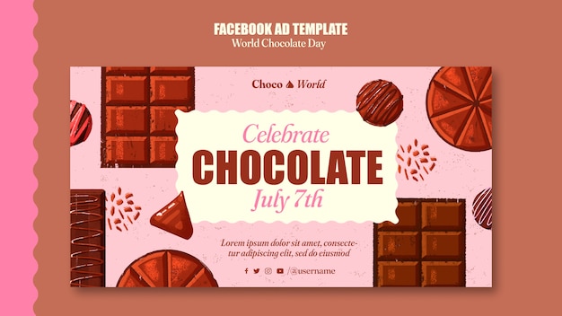 PSD plantilla de facebook de celebración del día mundial del chocolate