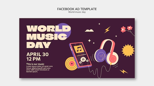 Plantilla de facebook de celebración del día mundial de la música