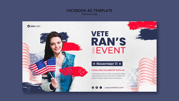 PSD plantilla de facebook de celebración del día de los veteranos