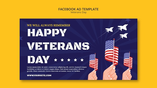 PSD plantilla de facebook de celebración del día de los veteranos