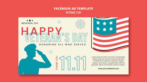 Plantilla de facebook de celebración del día de los veteranos