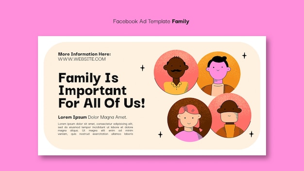 PSD plantilla de facebook de celebración de familias dibujadas a mano