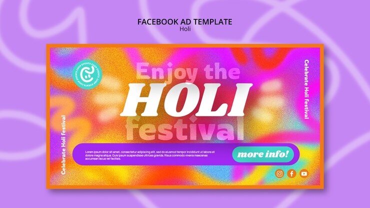 PSD plantilla de facebook de celebración del festival holi