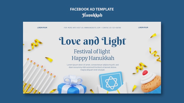 PSD plantilla de facebook de celebración de hanukkah