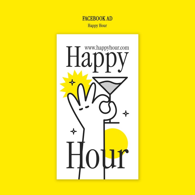 PSD plantilla de facebook para la celebración de la hora feliz