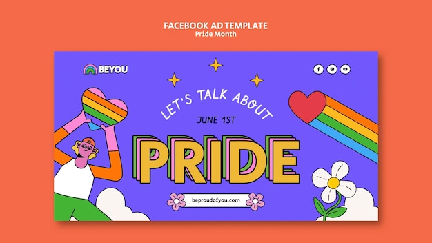 PSD plantilla de facebook de celebración del mes del orgullo