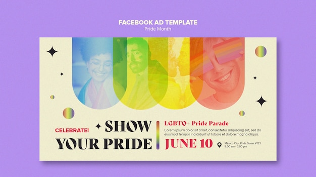 PSD plantilla de facebook de celebración del mes del orgullo