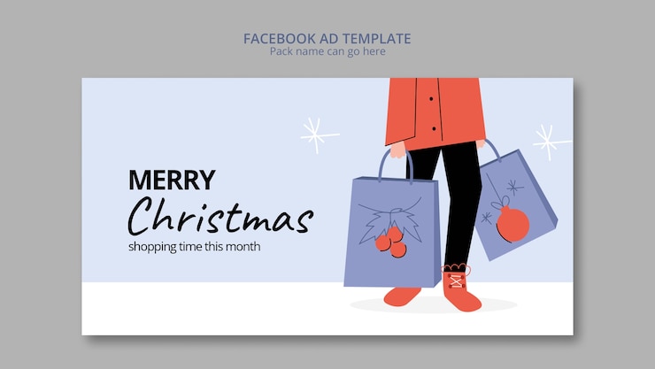 PSD plantilla de facebook de celebración de navidad de diseño plano