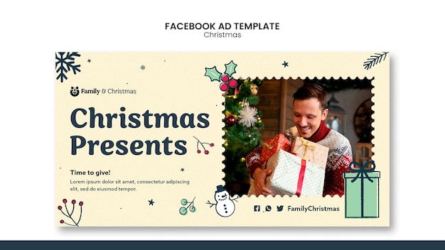 PSD plantilla de facebook de celebración de navidad