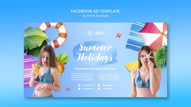 PSD plantilla de facebook de celebración de verano