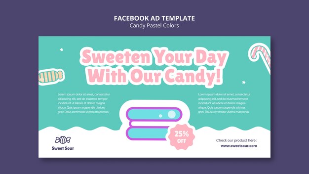 PSD plantilla de facebook de colores pastel de caramelo