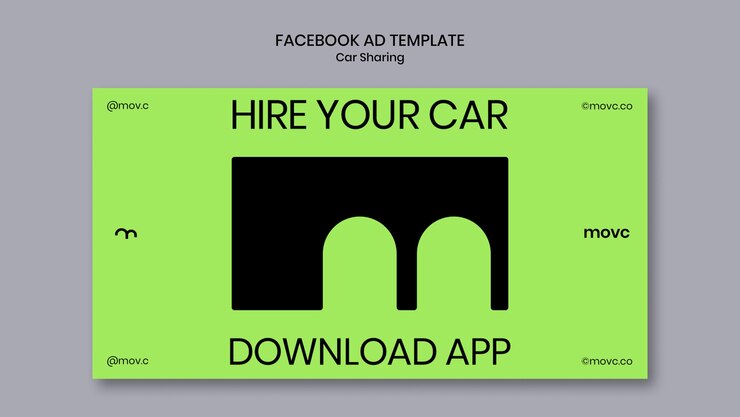 PSD plantilla de facebook para compartir coche de diseño plano