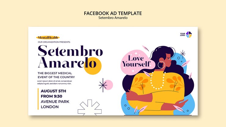 PSD plantilla de facebook de conciencia de setembro amarelo