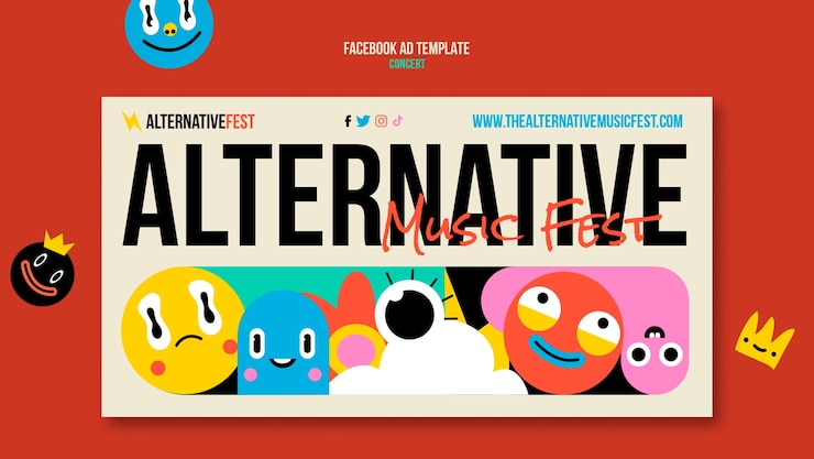 PSD plantilla de facebook de concierto de diseño plano