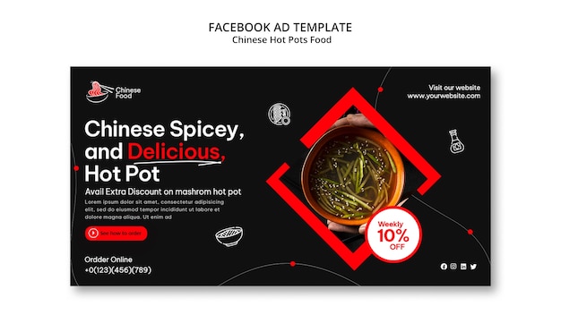 PSD plantilla de facebook de deliciosa comida china