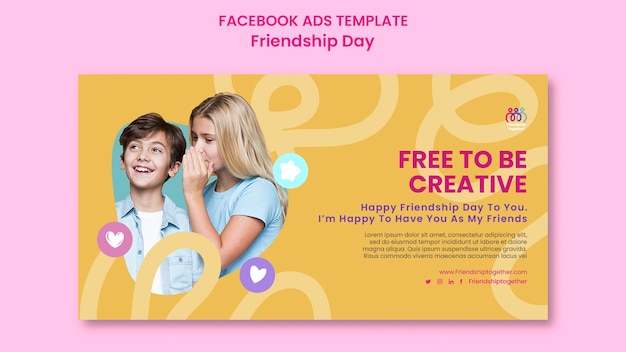 PSD plantilla de facebook del día de la amistad de diseño plano