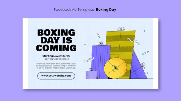 PSD plantilla de facebook del día del boxeo dibujada a mano