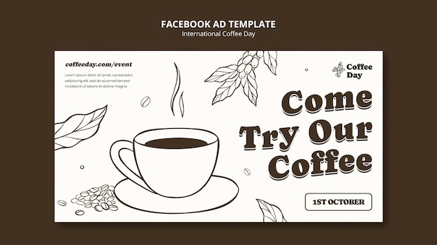 Plantilla de facebook del día internacional del café