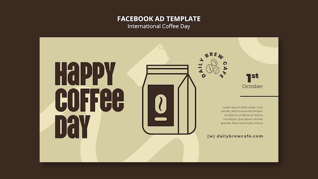 PSD plantilla de facebook del día internacional del café